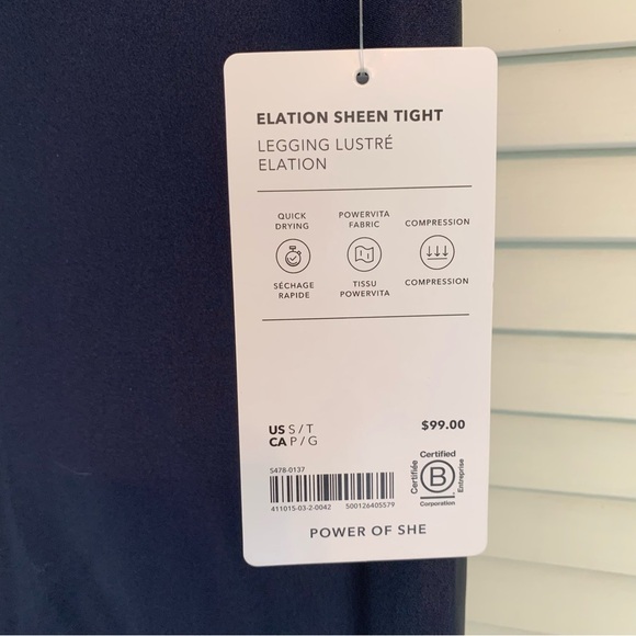 NWT Athleta Elation Sheen Tight Legging Stretch Navy Blue Womens S Tall MSRP $99 - Picture 4 of 12